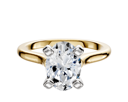 14K Two Tone 4 Prong Cathedral Dome 2.0mm Engagement Ring