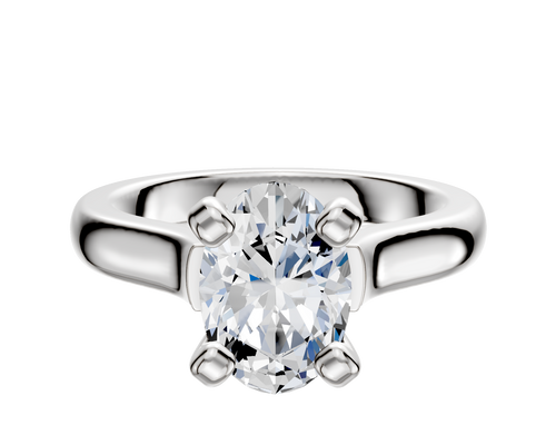 14K White Gold 4 Prong Cathedral Dome 3.0mm Engagement Ring