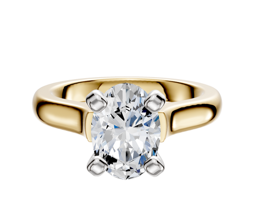 14K Two Tone 4 Prong Cathedral Dome 3.0mm Engagement Ring