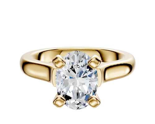 14K Yellow Gold 4 Prong Cathedral Dome 3.0mm Engagement Ring