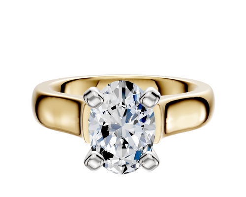 14K Two Tone 4 Prong Cathedral Dome 4.0mm Engagement Ring