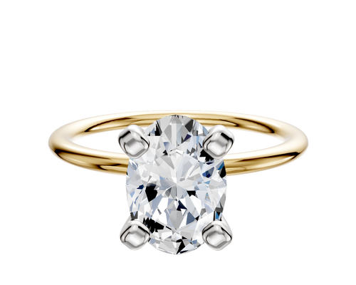 14K Two Tone 4 Prong Classic Dome 1.5mm Engagement Ring