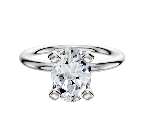 14K White Gold 4 Prong Classic Dome 2.0mm Engagement Ring