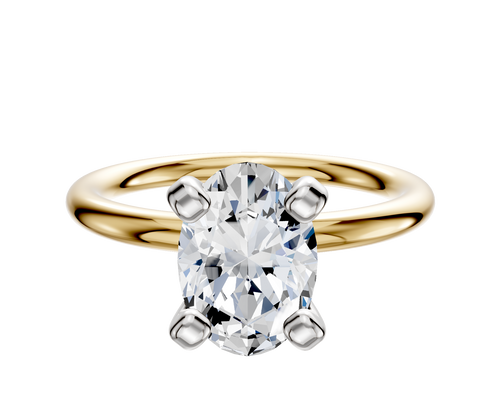 14K Two Tone 4 Prong Classic Dome 2.0mm Engagement Ring