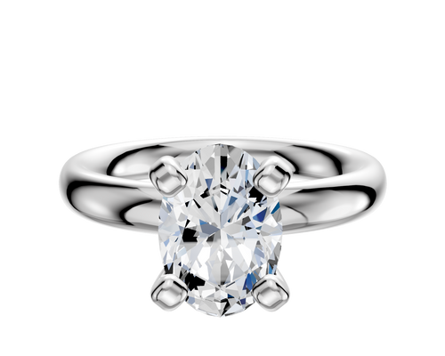 14K White Gold 4 Prong Classic Dome 3.0mm Engagement Ring