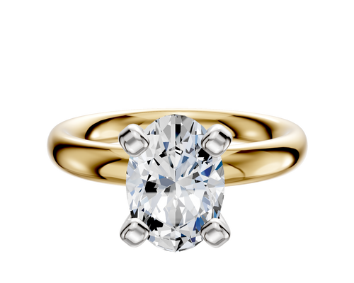 14K Two Tone 4 Prong Classic Dome 3.0mm Engagement Ring