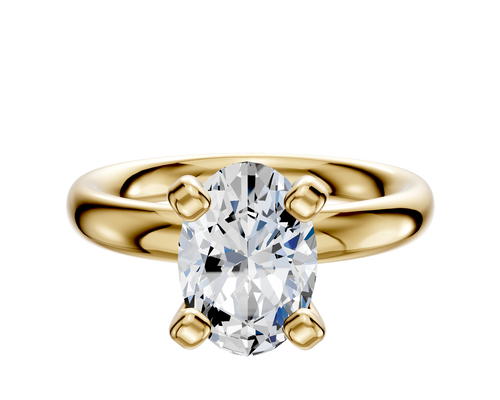 14K Yellow Gold 4 Prong Classic Dome 3.0mm Engagement Ring