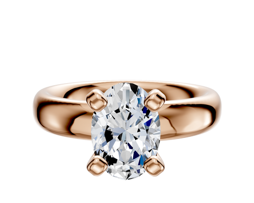 14K Rose Gold 4 Prong Classic Dome 4.0mm Engagement Ring