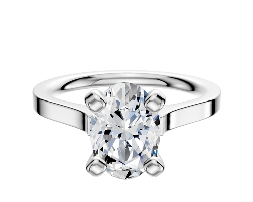 14K White Gold 4 Prong Cathedral Flat 2.0mm Engagement Ring