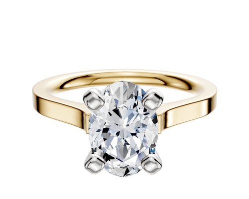 14K Two Tone 4 Prong Cathedral Flat 2.0mm Engagement Ring
