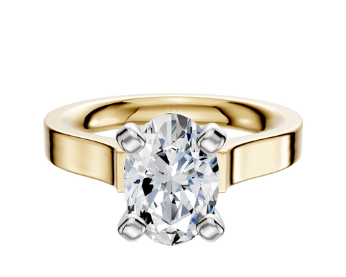 14K Two Tone 4 Prong Cathedral Flat 3.0mm Engagement Ring
