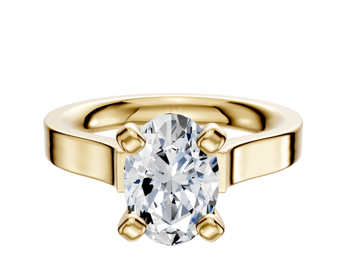 18K Yellow Gold 4 Prong Cathedral Flat 3.0mm Engagement Ring