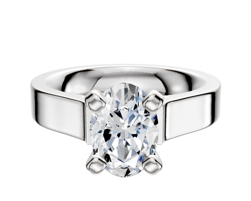 14K White Gold 4 Prong Cathedral Flat 4.0mm Engagement Ring
