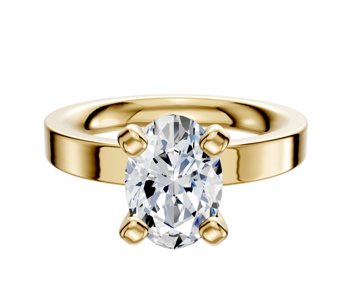 14K Yellow Gold 4 Prong Classic Flat 3.0mm Engagement Ring