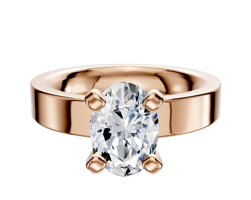 14K Rose Gold 4 Prong Classic Flat 4.0mm Engagement Ring