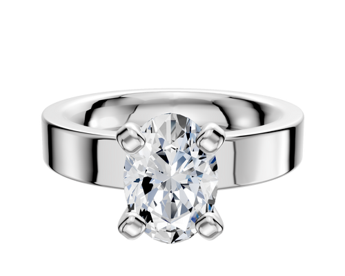 14K White Gold 4 Prong Classic Flat 4.0mm Engagement Ring