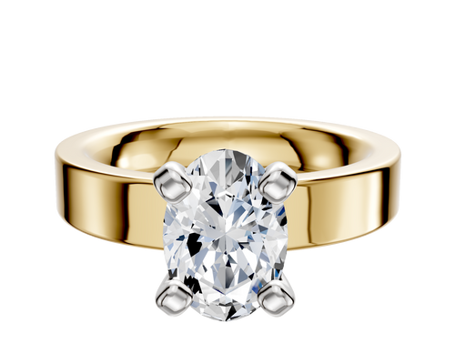 14K Two Tone 4 Prong Classic Flat 4.0mm Engagement Ring