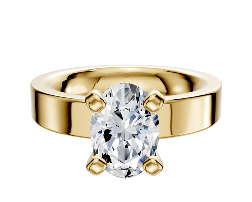 14K Yellow Gold 4 Prong Classic Flat 4.0mm Engagement Ring