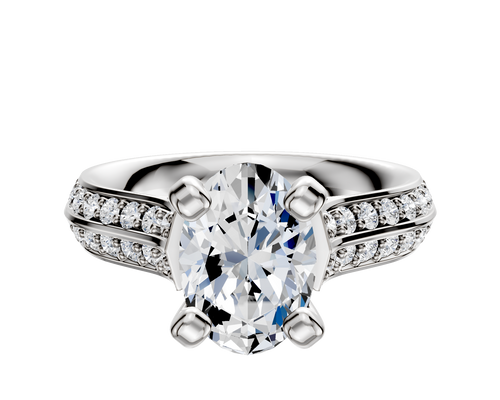 14K White Gold 4 Prong Cathedral Knife Edge 1-Row-Pave 2.5mm Engagement Ring