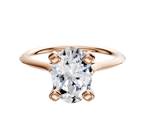 14K Rose Gold 4 Prong Cathedral Knife Edge 1.5mm Engagement Ring