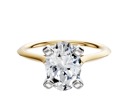 14K Two Tone 4 Prong Cathedral Knife Edge 1.5mm Engagement Ring