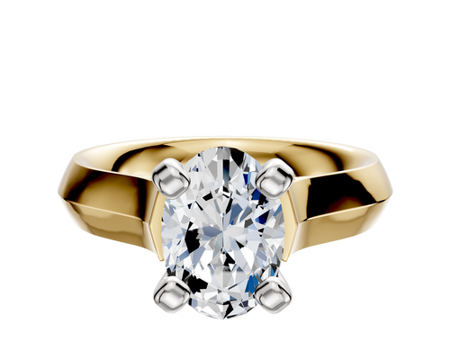 14K Two Tone 4 Prong Cathedral Knife Edge 4.0mm Engagement Ring
