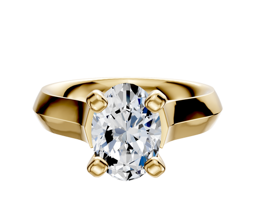 14K Yellow Gold 4 Prong Cathedral Knife Edge 4.0mm Engagement Ring