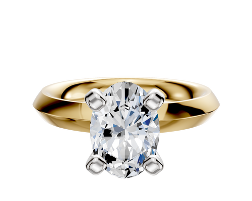 14K Two Tone 4 Prong Classic Knife Edge 3.0mm Engagement Ring