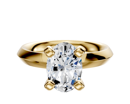 14K Yellow Gold 4 Prong Classic Knife Edge 3.0mm Engagement Ring
