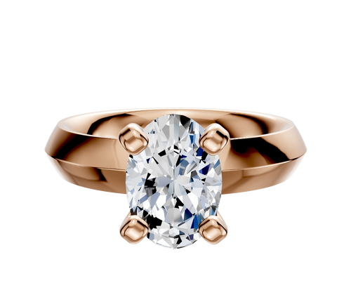 14K Rose Gold 4 Prong Classic Knife Edge 4.0mm Engagement Ring