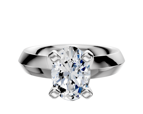 14K White Gold 4 Prong Classic Knife Edge 4.0mm Engagement Ring