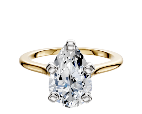 14K Two Tone 4 Prong Cathedral Dome 1.5mm Engagement Ring