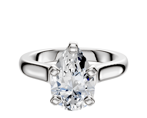 14K White Gold 4 Prong Cathedral Dome 3.0mm Engagement Ring