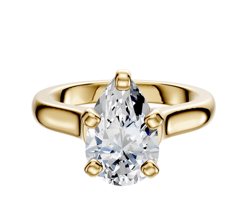 14K Yellow Gold 4 Prong Cathedral Dome 3.0mm Engagement Ring
