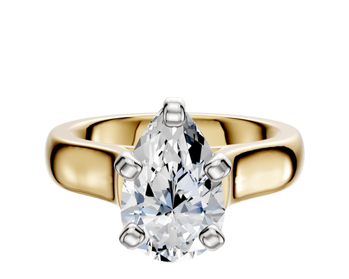 14K Two Tone 4 Prong Cathedral Dome 4.0mm Engagement Ring