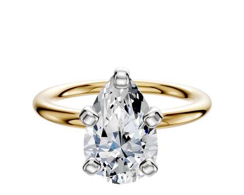 14K Two Tone 4 Prong Classic Dome 2.0mm Engagement Ring