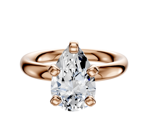 14K Rose Gold 4 Prong Classic Dome 3.0mm Engagement Ring