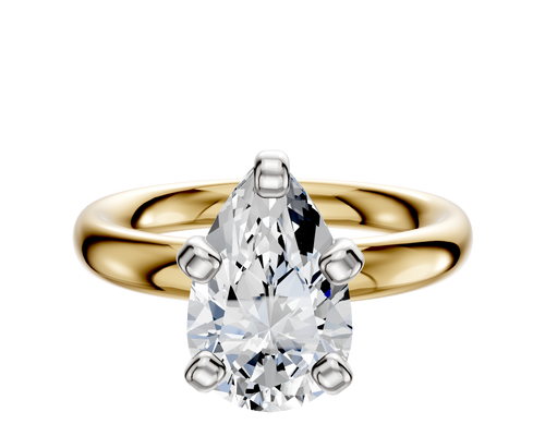 14K Two Tone 4 Prong Classic Dome 3.0mm Engagement Ring