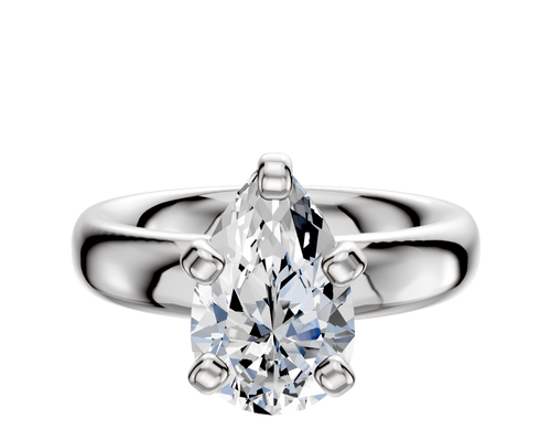 14K White Gold 4 Prong Classic Dome 4.0mm Engagement Ring