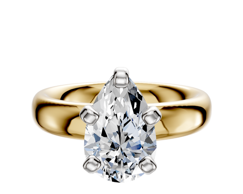 14K Two Tone 4 Prong Classic Dome 4.0mm Engagement Ring