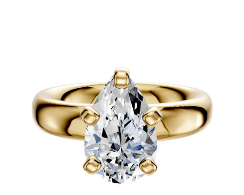 14K Yellow Gold 4 Prong Classic Dome 4.0mm Engagement Ring