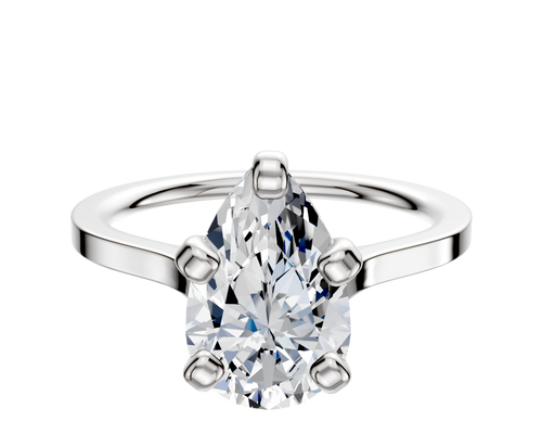 14K White Gold 4 Prong Cathedral Flat 1.5mm Engagement Ring