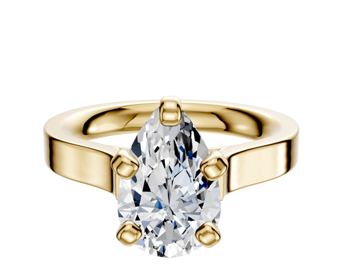 14K Yellow Gold 4 Prong Cathedral Flat 3.0mm Engagement Ring
