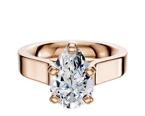 14K Rose Gold 4 Prong Cathedral Flat 4.0mm Engagement Ring
