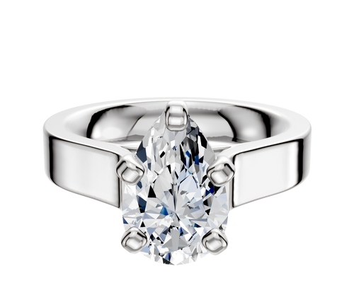 14K White Gold 4 Prong Cathedral Flat 4.0mm Engagement Ring