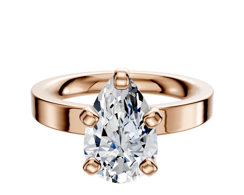 14K Rose Gold 4 Prong Classic Flat 3.0mm Engagement Ring
