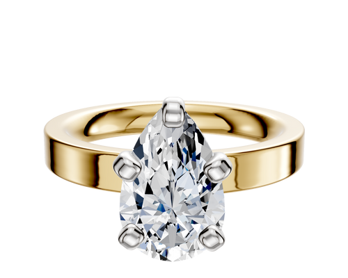 14K Two Tone 4 Prong Classic Flat 3.0mm Engagement Ring