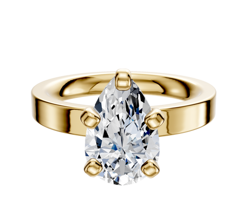 14K Yellow Gold 4 Prong Classic Flat 3.0mm Engagement Ring