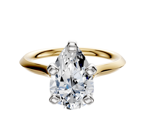 14K Two Tone 4 Prong Cathedral Knife Edge 2.0mm Engagement Ring