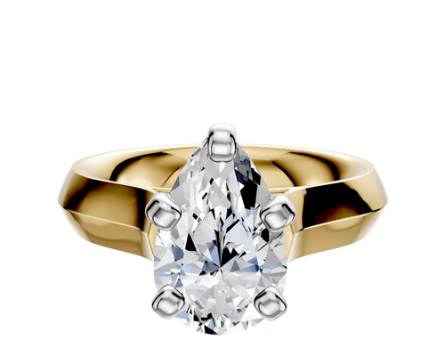 14K Two Tone 4 Prong Cathedral Knife Edge 4.0mm Engagement Ring